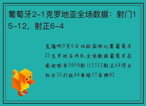 葡萄牙2-1克罗地亚全场数据：射门15-12，射正6-4